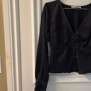 Abercrombie “satin like” polyester Long Sleeve Black Blouse Size S